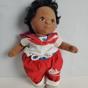 My Child Baby Doll African American Black Hair Red Sailor Suit Vintage
